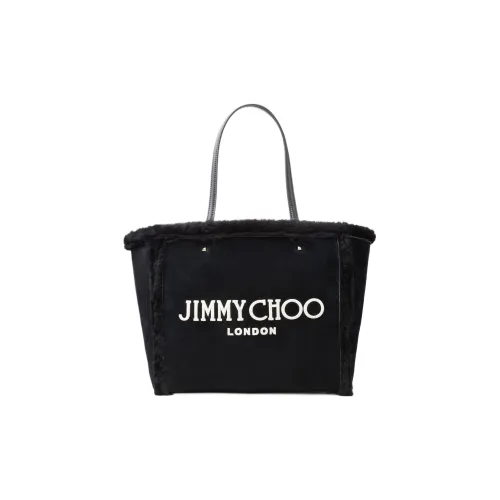 Jimmy Choo Avenue Shearling Trim с замшей Тоут Сумка Сумка для покупок Сумка Сумка через плечо Стандартная Женская Черная