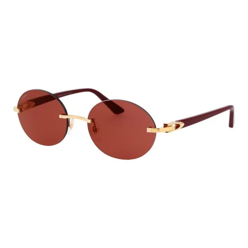 Cartier OVAL SUNGLASSES Мужские Темно-красные