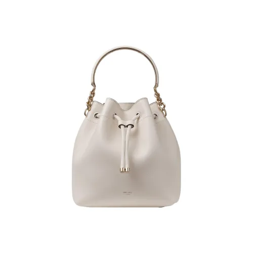 Jimmy Choo Гладкая Блестящая Телячья Кожа Ведрообразная Сумка Сумка через плечо Сумка для женщин Латте и Светлое Золото