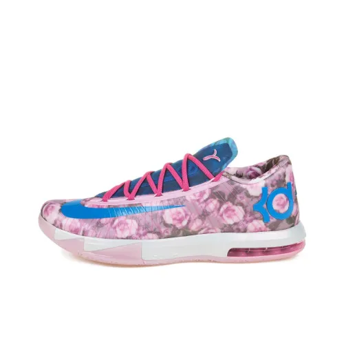 nike KD 6 Тётя Жемчужный KD 6 Нескользящий Легкий Низкий Топ Баскетбольные кроссовки для игры Мужской Розово-синий