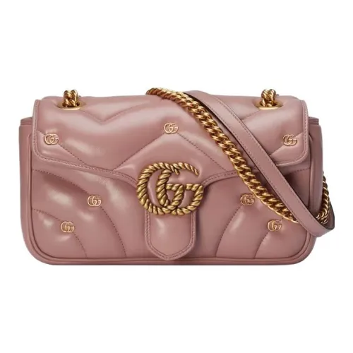 GUCCI GG Marmont Quilted Кожа Сумка через плечо Сумка на плечо Женская Розовая