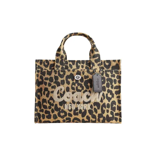 COACH Cargo Холст Сатин Тоут Сумка Холст Сумка для покупок Сумка на одно плечо Большая Женская Черная и Желтая
