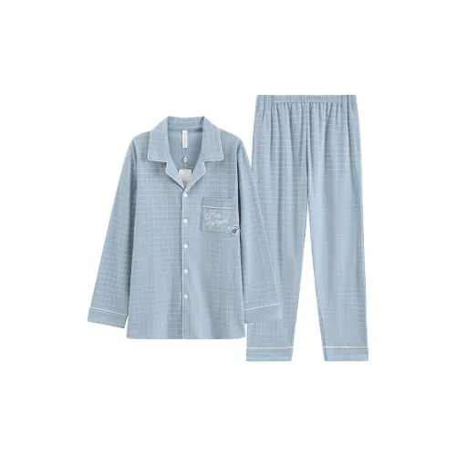 FENTENG M98333420 Rain Aqua Blue Men's Pajama Sets