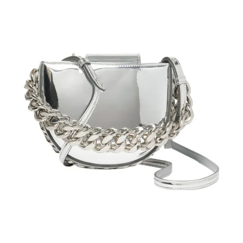 Stella McCartney Frayme Полиэстер Седло Сумка Плечевая Сумка Маленькая Женская Серебряная