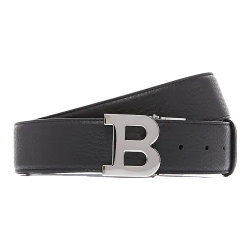 BALLY Буква Украшение Эмблема Пряжка-пластина Кожаные ремни Мужской Черный Ширина 4CM