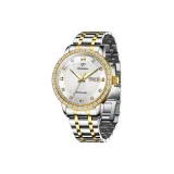 Мужской стальной ремешок с белым циферблатом