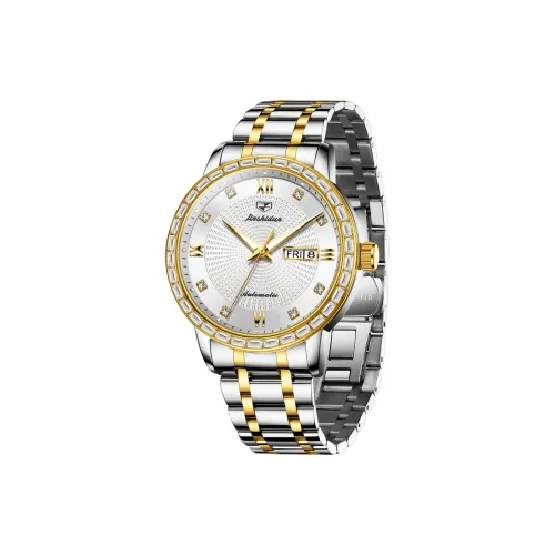 Jin Shi Dun Механический механизм ремешок из нержавеющей стали мужские часы белый циферблат