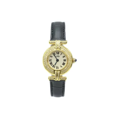 Cartier Small Whirlwind Series Кварцевый механизм Женские часы 24 мм Белый циферблат Сплав Корпус Часы Кожаный ремешок