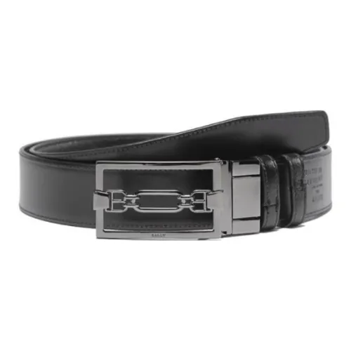 BALLY Логотип Дизайн Пряжка-пластина Кожаные ремни Мужской Черный Ширина 3,5CM