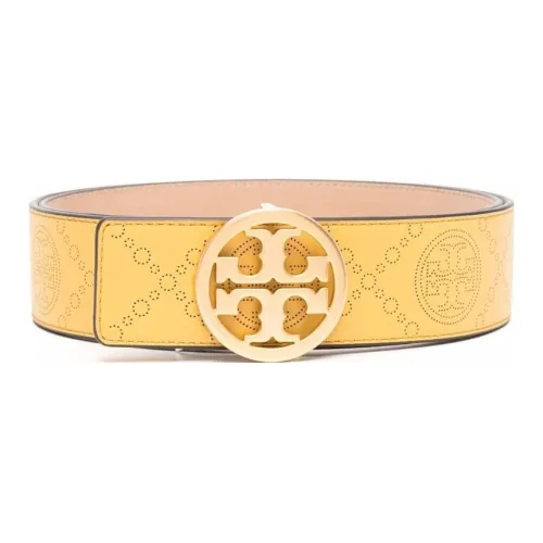 TORY BURCH Логотип Узор Кожаные ремни Женские Желтый Ширина 3,5CM