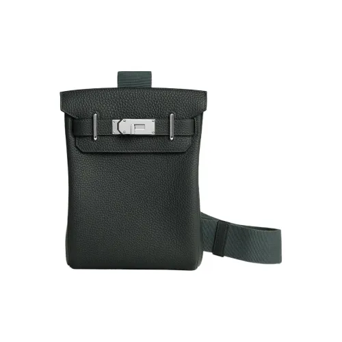 HERMES Hac a Dos Коровья кожа Togo Сумка через плечо Маленькая Унисекс 67 Vert FONCE Темно-зеленый