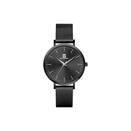GT DESIGN Черный Warrior Кварцевый Механизм Нержавеющая Сталь Ремешок Часы Мужские Часы Черный Циферблат