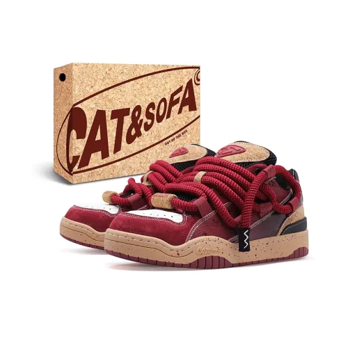 Cat&Sofa Dreadlocks series Скейтборд Кроссовки Низкие Top Пробка Бордовый Унисекс