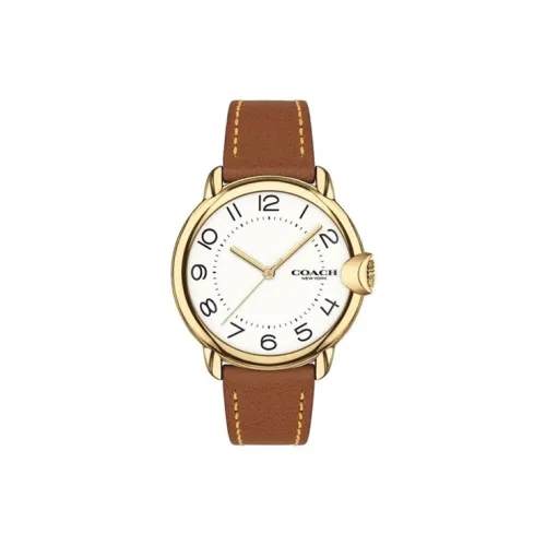 COACH Arden Collection Наручные часы Кварцевый механизм Кожаный ремешок 36 мм Белый циферблат Унисекс 14503607
