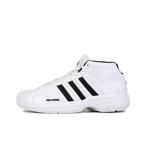 Adidas PRO Model 2G Синтетическая Амортизация Износостойкий MID Топ Баскетбольные Кроссовки Мужские Белый Черный