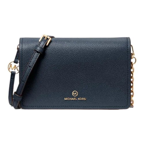 MICHAEL KORS Jet Set Litchi Grain Leather Crossbody Bag Large Women's Navy Blue