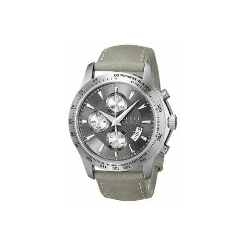 GUCCI Механические автоматические часы ремешок из коровьей кожи 44 мм серый циферблат унисекс