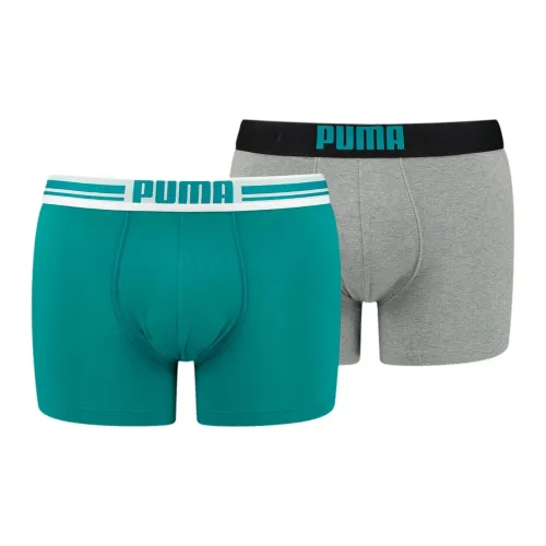 PUMA Placed Логотип Мужские Boxers 2 Упаковка Трусы Мужские 2 Штуки Циановый