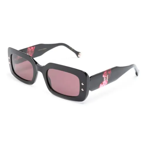 CarolinaHerrera Ацетат Прямоугольные Солнцезащитные очки Унисекс Черный Розовый