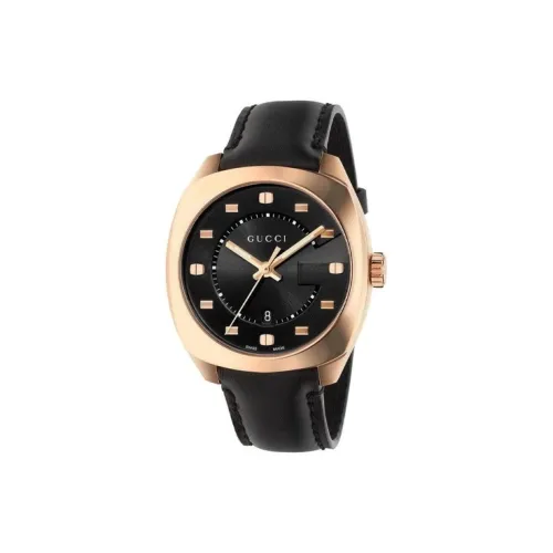 GUCCI Кварцевые часы кожаный ремешок 41 мм черный циферблат унисекс