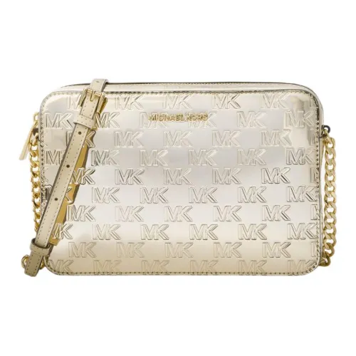 MICHAEL KORS Jet Set Лакированная кожа Маленькая квадратная сумка Сумка через плечо Большая Женская Светло-золотая