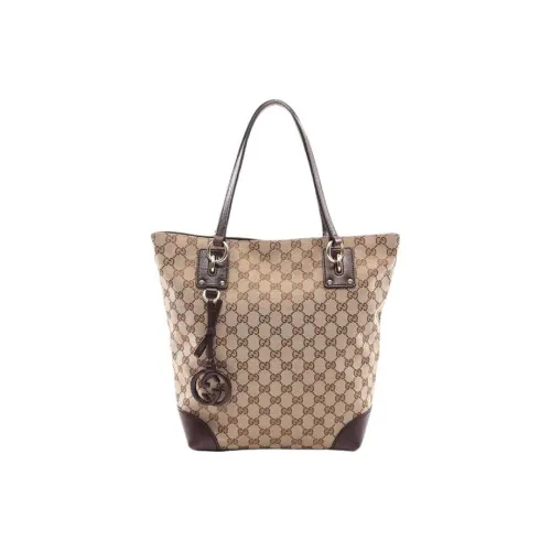 GUCCI Canvas с кожаными вставками тоут сумка сумка для покупок сумка женская бежевый