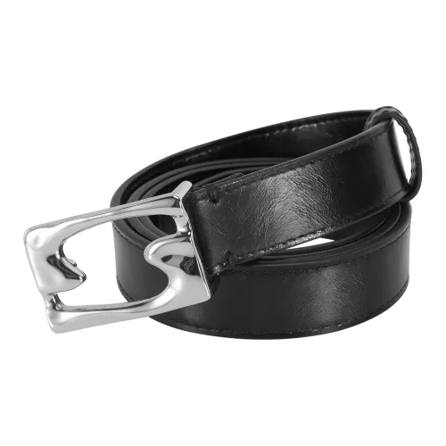 OMTO Cut Out Snap Пуговица Коровья кожа Ремни Унисекс Черный