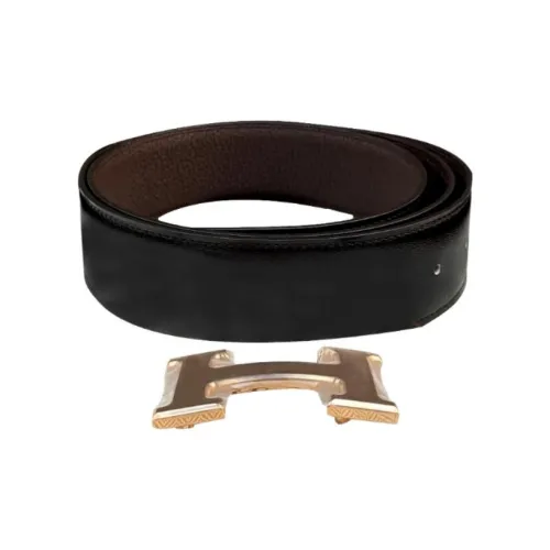 HERMES H Letter Logo Smooth Clasp Коровья кожа Ремни Мужской Ширина 3,8 см