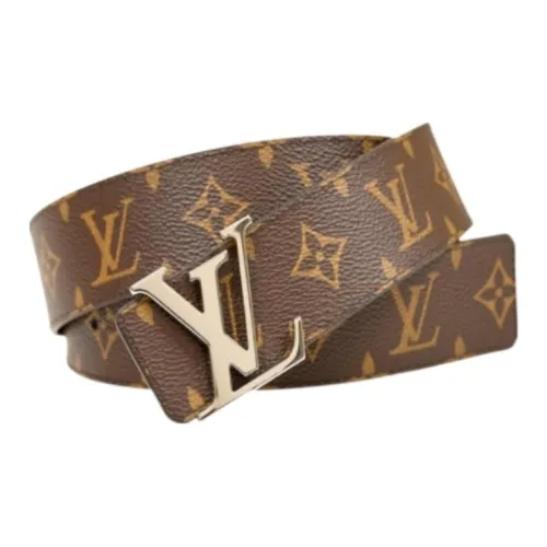 LOUIS VUITTON Логотип Узор Украшение Плавная пряжка Кожаные ремни Женские Коричневый Ширина 4CM