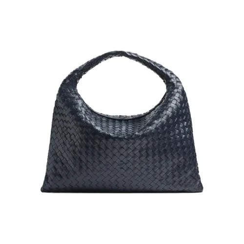 Bottega Veneta Intrecciato Коровья кожа Сумка Сумка через плечо Большая Женская Космический Синий