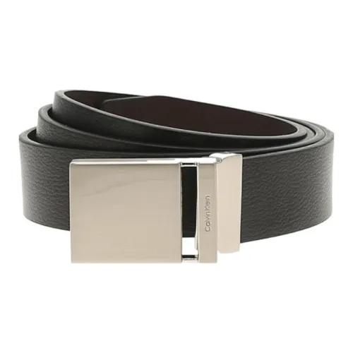 CK Calvin Klein Логотип Emblem Lettering Гравированный Smooth Clasp Кожаные ремни Мужской Черный