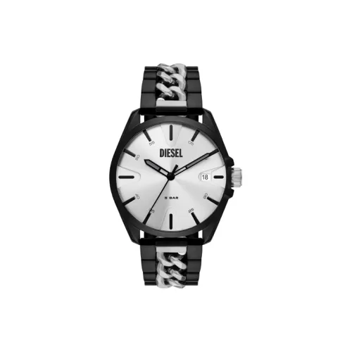 DIESEL Мужские часы Кварцевый механизм Ремешок из нержавеющей стали 44 мм Серебристый циферблат
