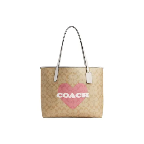 COACH Городская сумка из ПВХ и кожи сумка-тоут сумка для покупок большая женская светлый хаки