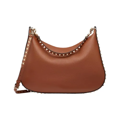 Valentino Rockstud Кожа Портативная Сумка через плечо Сумка на плечо Женская Коричневая
