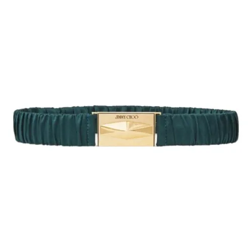 Jimmy Choo Label Pattern Leather Belts Women's Green