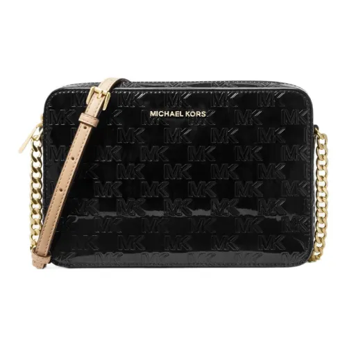 MICHAEL KORS Jet Set Лакированная кожа Маленькая квадратная сумка Сумка через плечо Большая Женская Черная