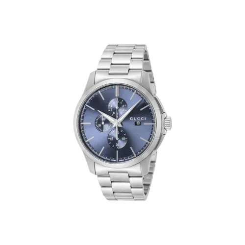 GUCCI Кварцевые часы механизм ремешок из нержавеющей стали 44 мм синий циферблат унисекс
