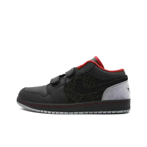 Jordan Air Jordan 1 Slip-resistant Abrasion-resistant Low Top Vintage Basketball Shoes Men's Black Gray Red Джордан Эйр Джордан 1 Противоскользящий Устойчивый к износу Низкий Топ Винтажные Баскетбольные Кроссовки Мужские Черный Серый Красный