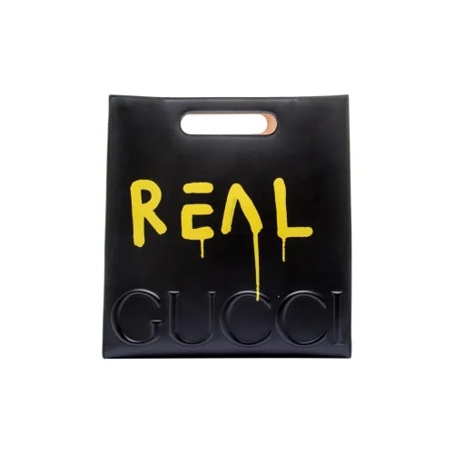 GUCCI Кожа Тоут Сумка Сумка для покупок Сумка Женская Черная и Желтая