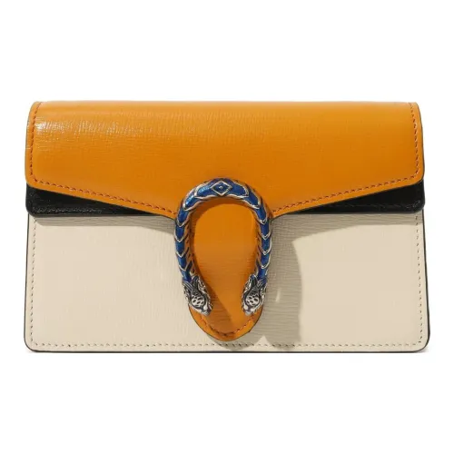 GUCCI Dionysus Кожа С откидной крышкой Сумка с цепочкой Сумка через плечо Экстра мини Женская Оранжевая Белая Многоцветная