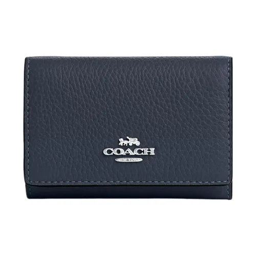 COACH Micro Pebble Кожа Кошелек Женская Серебряная Панель из Денима