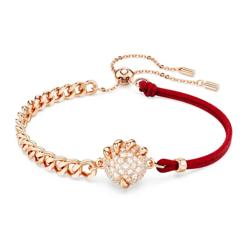 Swarovski Искусственный кристалл Розовое золото Тон Покрытие Хлопок Браслет Шнурки Женские Розовое золото Красный