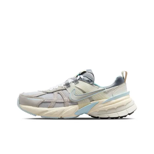 Nike V2K Run Устойчивый к истиранию Дышащий Низкий Топ Повседневный Городской Коммутирование Беговые кроссовки Женские Серый Синий Белый