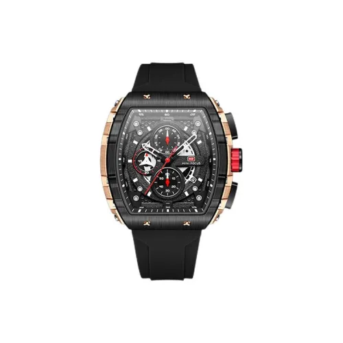 MINIFOCUS Driver Collection Кварцевый механизм Силиконовый ремешок Часы Мужские Черный циферблат