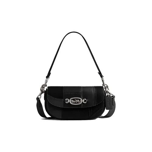 COACH Harley Sheepskin Saddle Bag Crossbody Bag Shoulder Bag Medium Women's Black