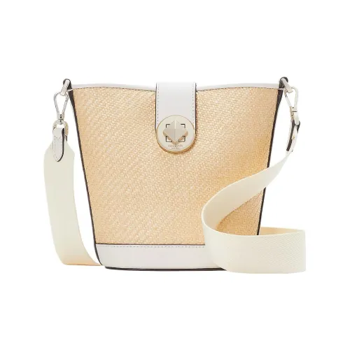 Kate Spade Солома с гладкой кожей комбинированная сумка-ведро сумка на плечо женская белая