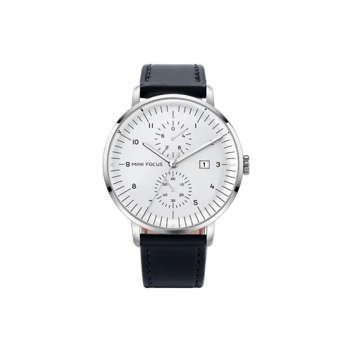 MINIFOCUS Кварцевый механизм ремень из натуральной кожи мужские часы белый циферблат
