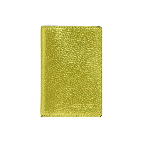 COACH Утонченный Pebble Кожа с Утонченным Телячьим Кожей Кошелек Женские Черный Антиквар Никель Металл Цитрин