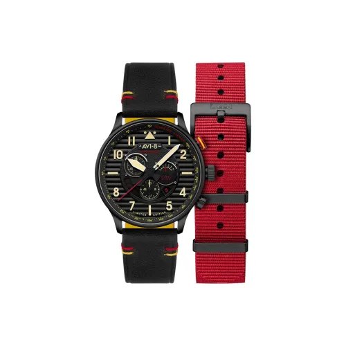 AVI 8 Кварцевый механизм Мужские часы 44mm*15mm Черный