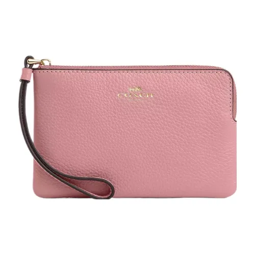 COACH Corner Zip Коровья кожа Запястье Сумка Женские True Розовый